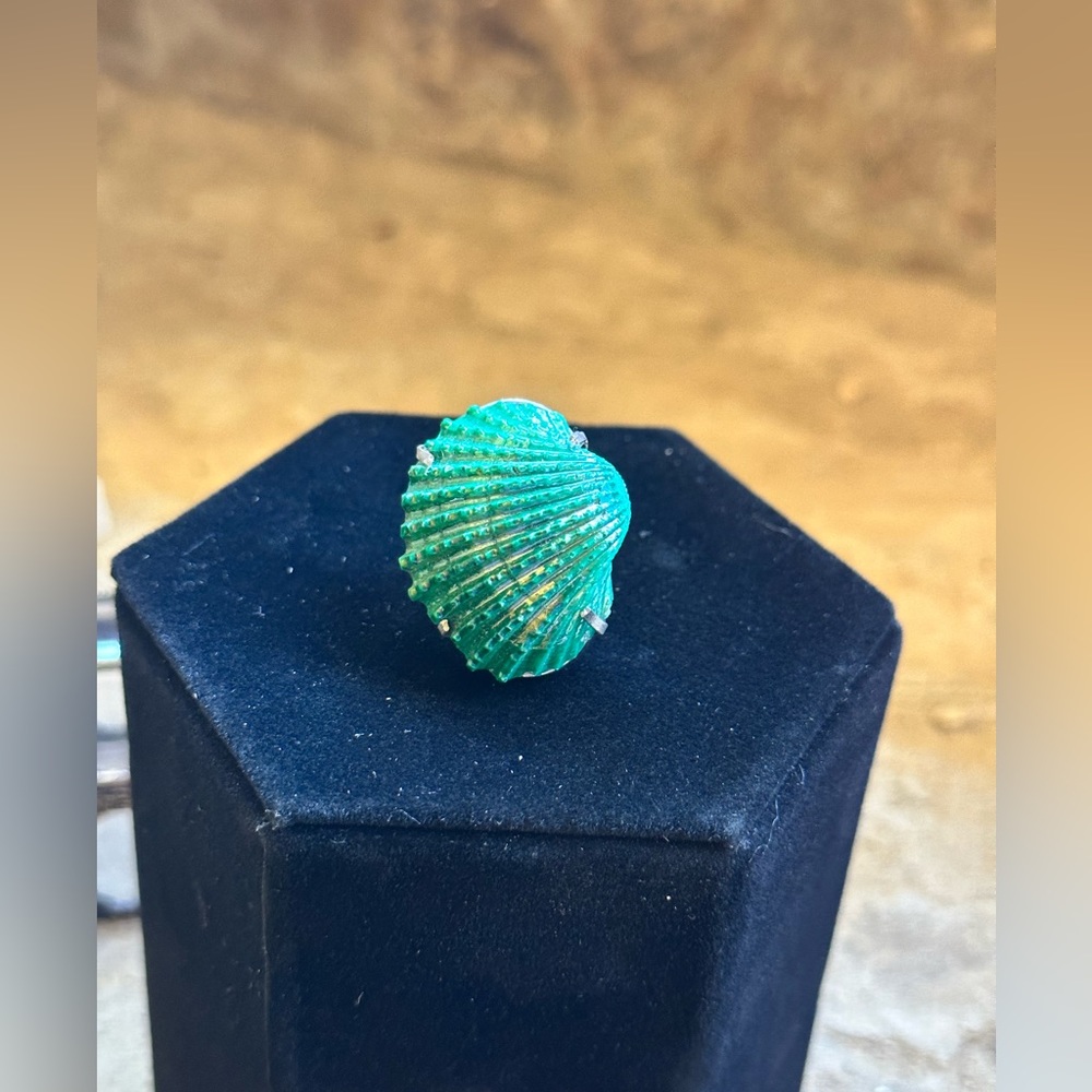 Silver Green Or Blue Seashell Ring